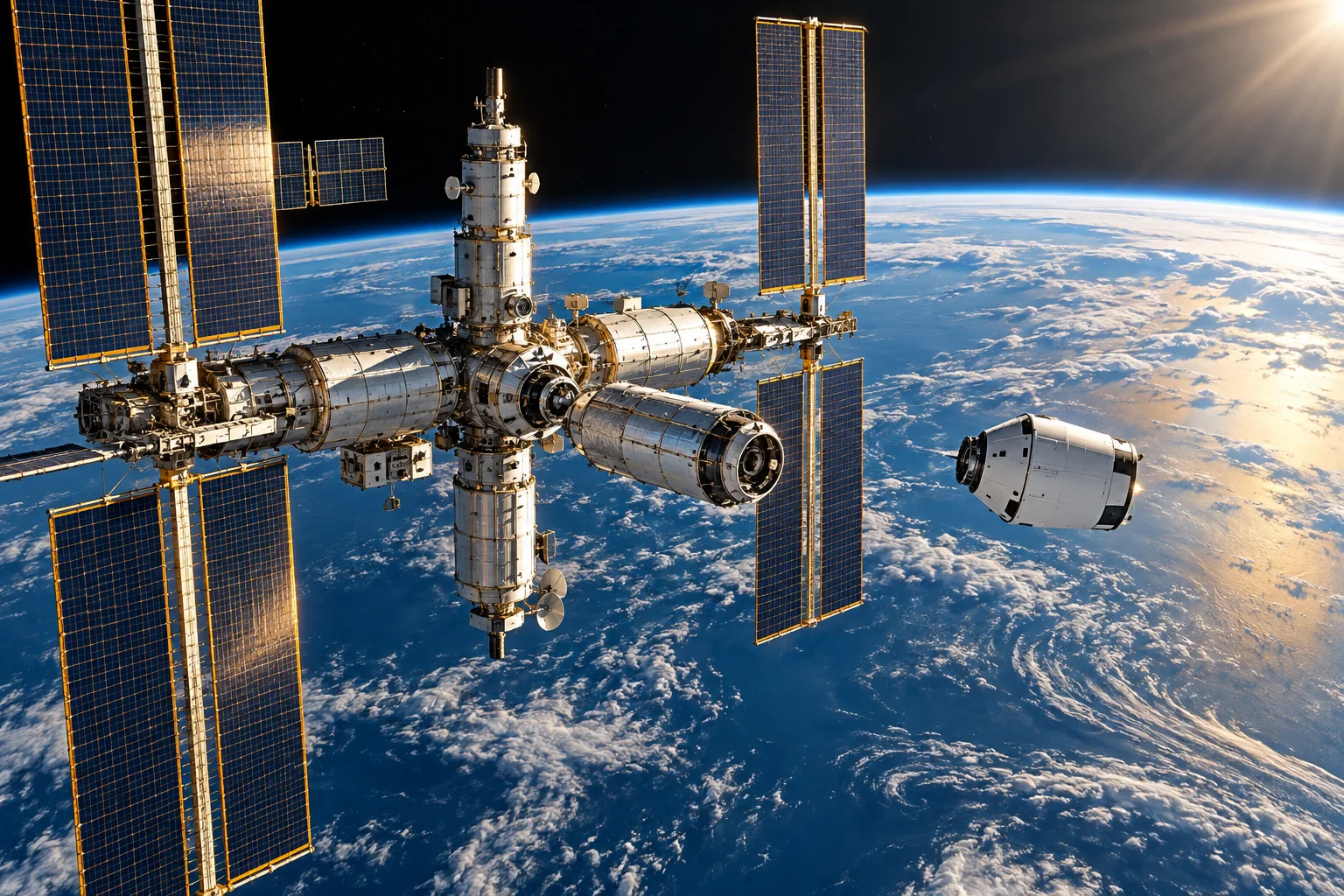 Illustration of orbital research above Earth